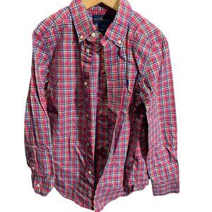 Ralph Lauren Kids Plaid Button-Up Shirt Size 7 Red/Green Cotton